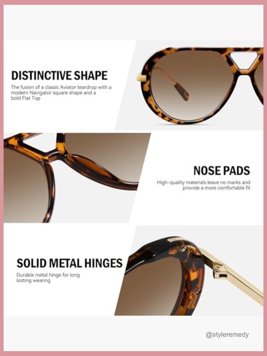 Oversized Aviator Sunglasses Retro Square Flat Top Shades main image 6